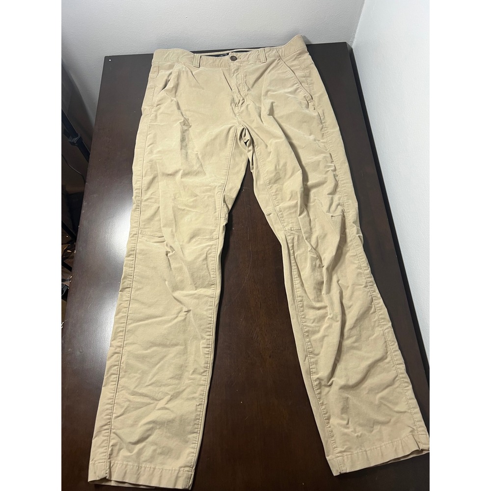Eddie Bauer Mens Horizon Guide Chino Pants 34x32 Tan Khaki Stretch Straight Leg